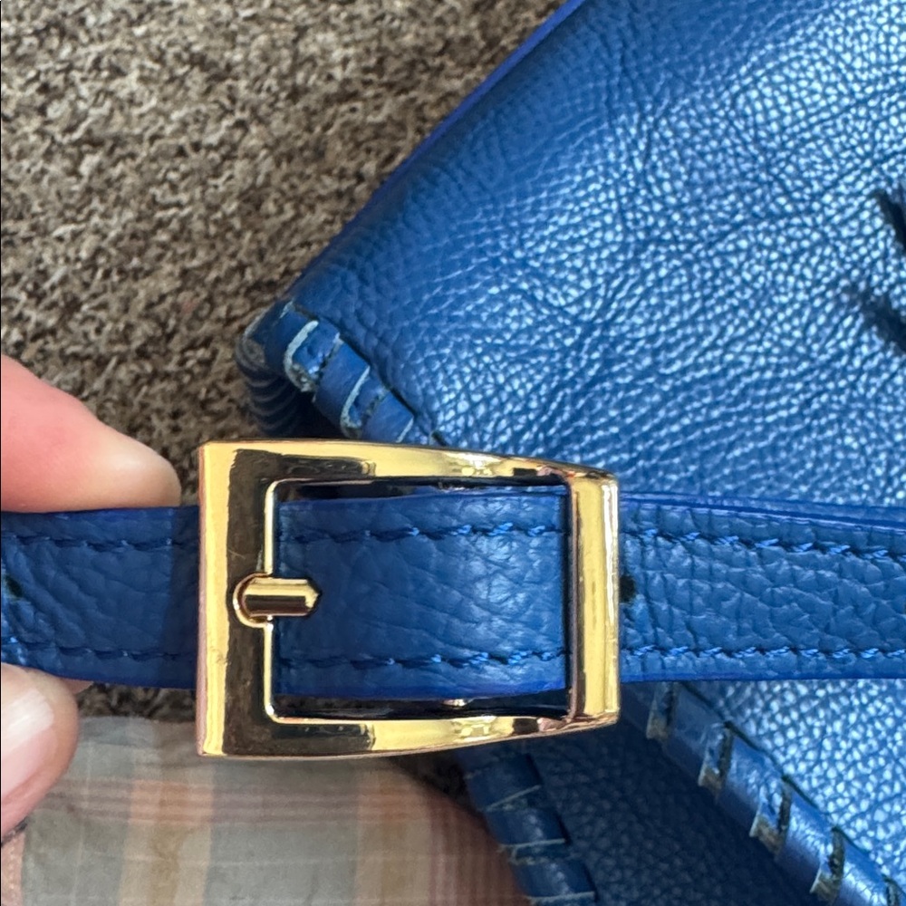 Gianni Chiarini Firenze Blue Pebbled Leather Satchel Crossbody Made in Italy - Picture 13 of 14